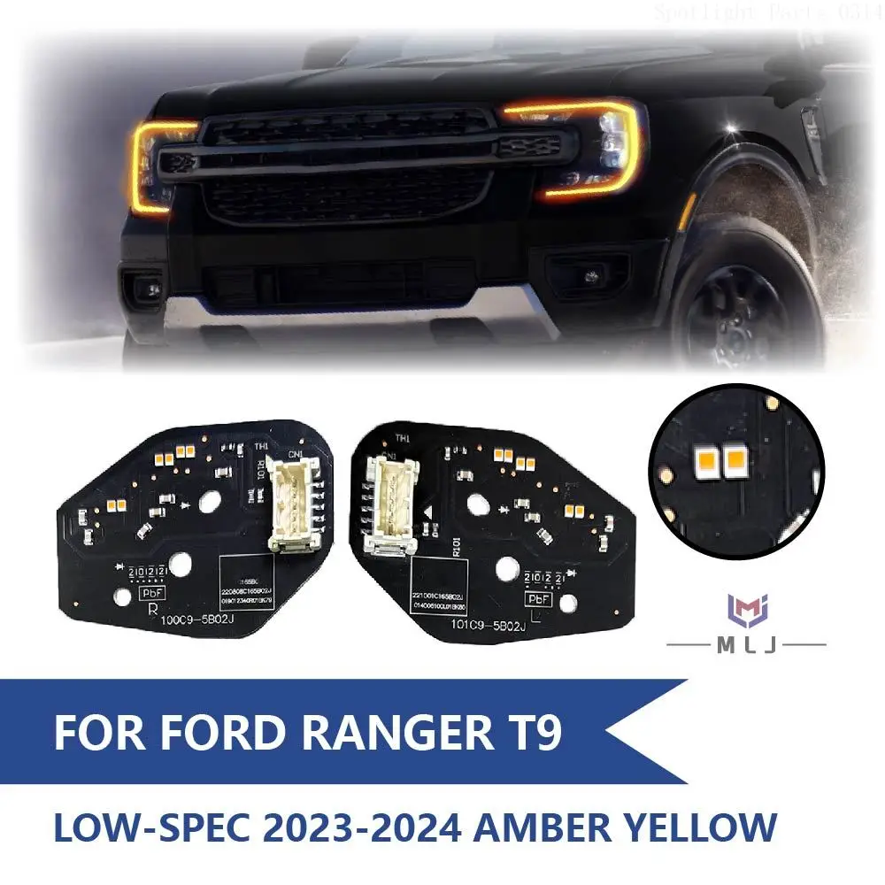 

Amber Yellow For 2023-2024 Ford Ranger T9 Low-Spec Headlight Angel Eyes Daytime Running Lights Chip DRL Module Car Accessories