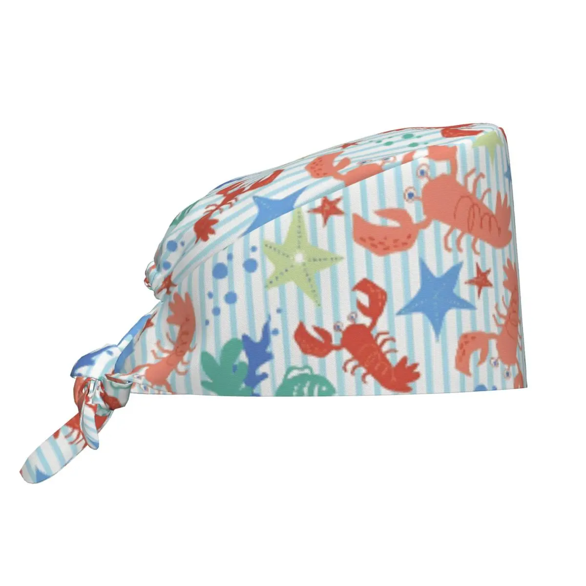 Marine Seahorse Coral Operator Nursing Surgicals Caps Ocean Fish Lab Doctor Spa Working Hats Cap Retro Men Women   Scrub Cap