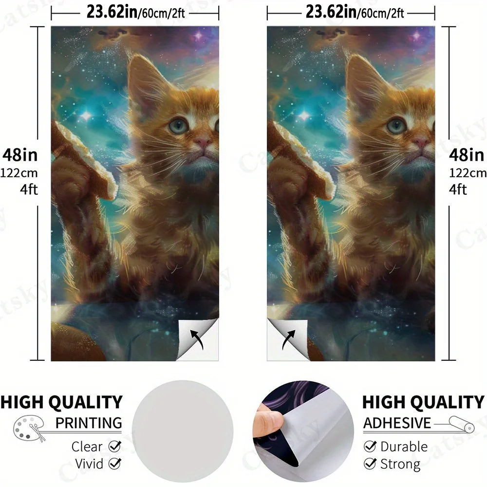 ملصق مغامرة القط الكوني، ملصق رمل فينيل مسطح ثنائي الأبعاد - صديق للميزانية وقيمة عالية، خالي من الفقاعات وسهل اللصق، وات #2