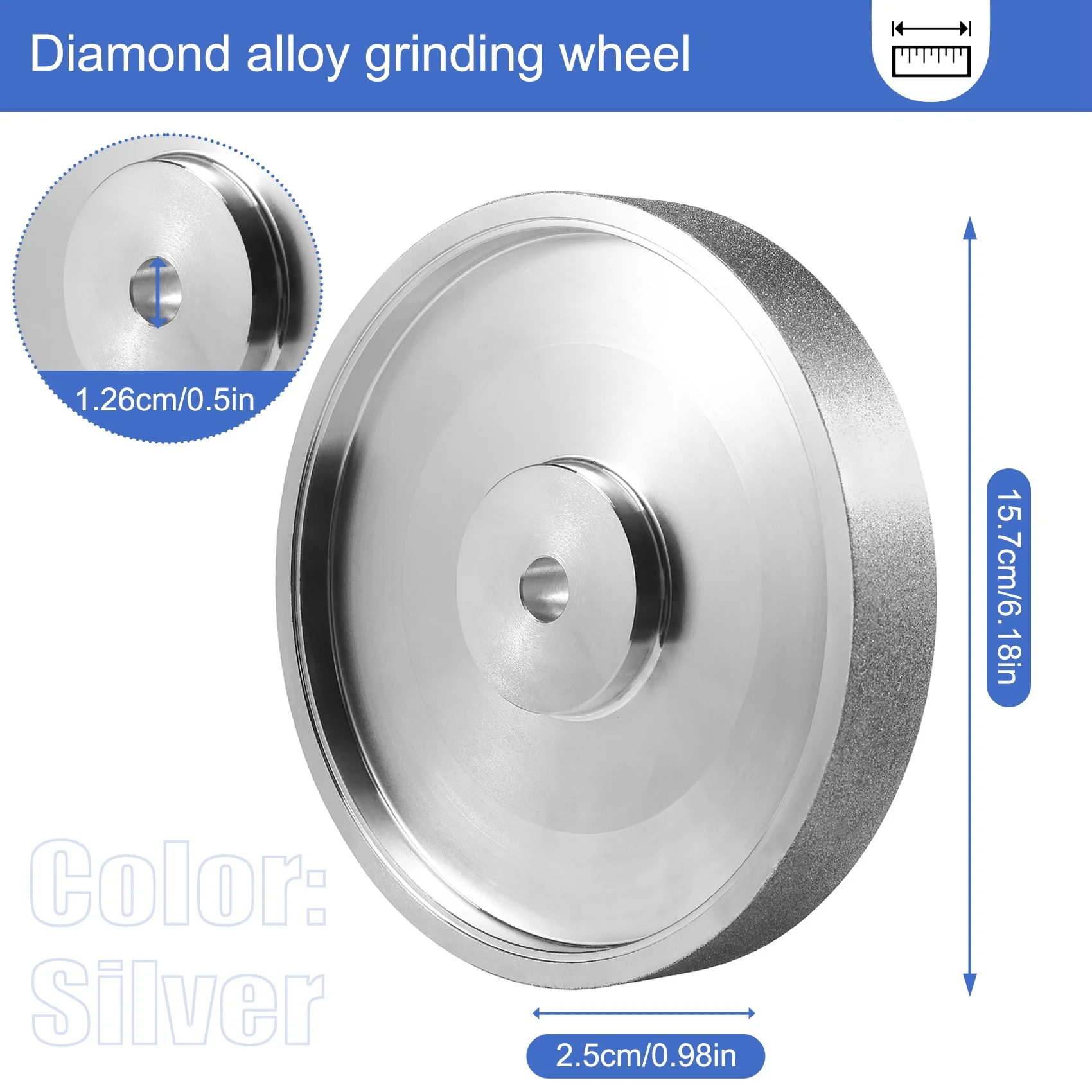 AEE4-CBN Grinding Wheel, 6Inch Dia X 1Inch Wide, With 1/2Inch Arbor, Grinding Wheel For Sharpening HSS