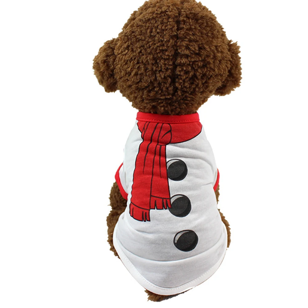 

Christmas Dog Clothes Snowman Design Durable Fashion Puppy Outfit Soft Material Easy Wear Outdoor Activities Pet Party