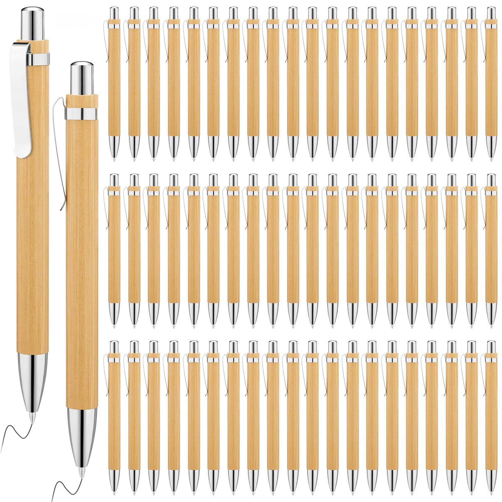 20Pcs Bamboo Pen Bamboo Wood Ballpoint Pen 1.0mm Tip Office School Wrting Stationery Business Signature Ball Pens