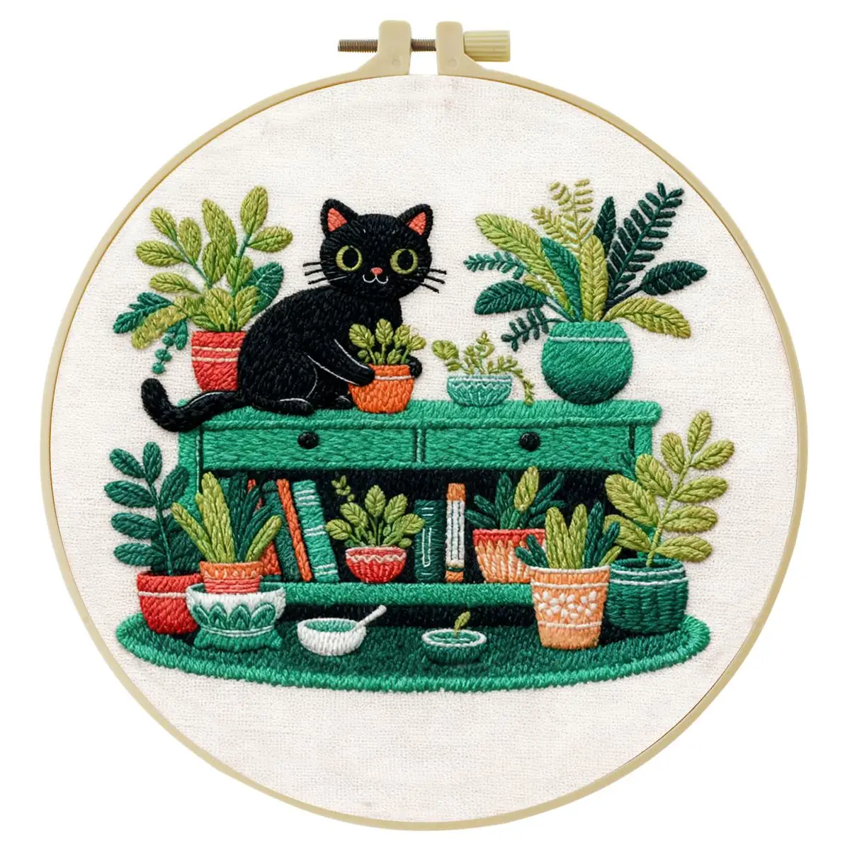 1 Stück 20X20CM/15X15CM 7,87/6,3 Zoll Tier - Katze Stickerei Starter-Kit DIY-Kit DIY-Stickerei-Set Handarbeiten Malerei – Detail 4