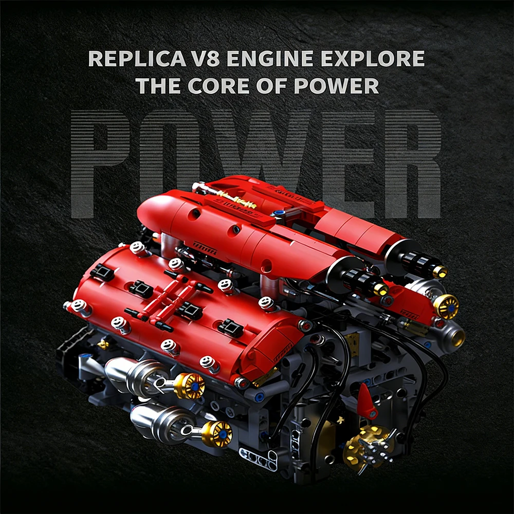 

1370PCS V8 Engine Model Building Blocks MOC Motor Kit DIY Assembly Bricks Toy Desk Display Home Decor Collection Gift for Adults