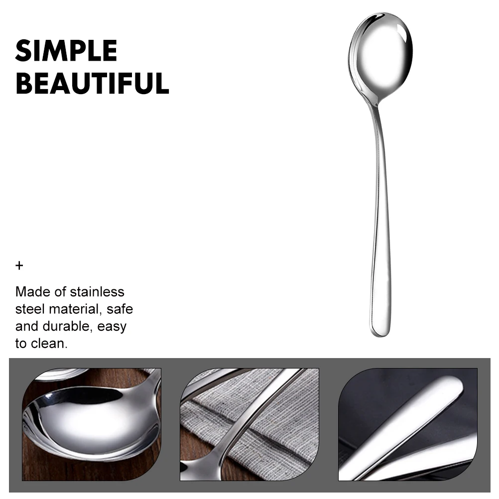 

4pcs Stainless Steel Ice Cream Spoon Coffee Dessert Spoon Long Handle Smooth Flatware For Tea Soup Mixing Stirring