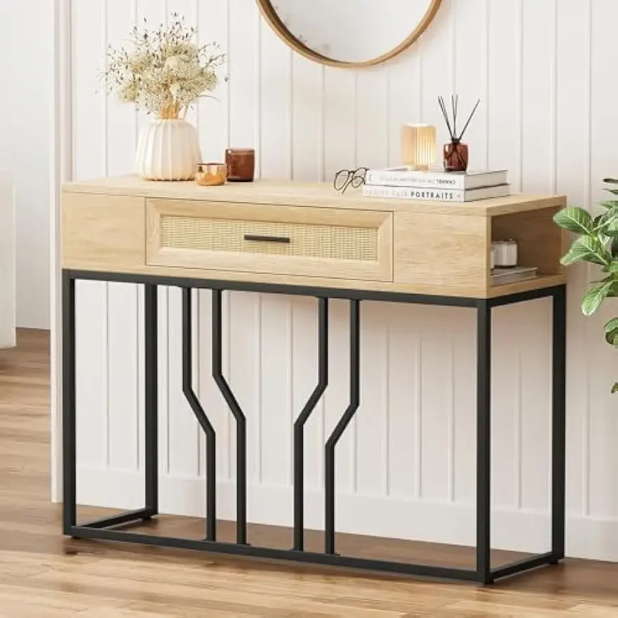 

Консольный столик, диван-столы из ротанга, узкий стол в прихожей с ящиком и местом для хранения, 40-дюймовый стол за диваном, стол в прихожей, стол в стиле бохо