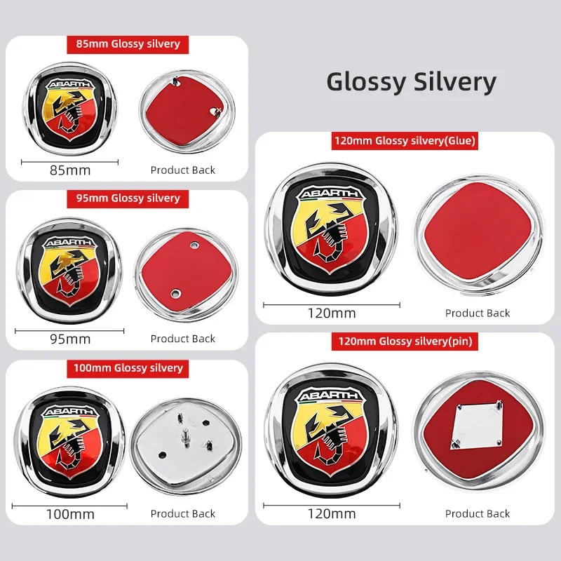 85mm 95mm 100mm 120mm Car Hood Front Rear Trunk Emblem Badge For FIAT Punto Abarth Tipo Panda Ducato Stilo Palio Bravo Doblo