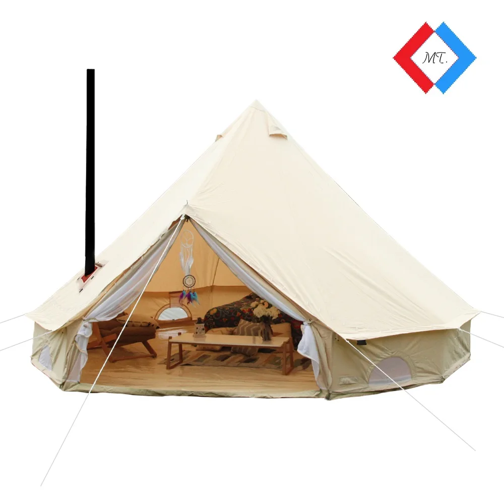 High Quality 3m 4m 5m 6m 7m Sahara Cotton Canvas Bell Tent Outdoor Tents with Stove Hole