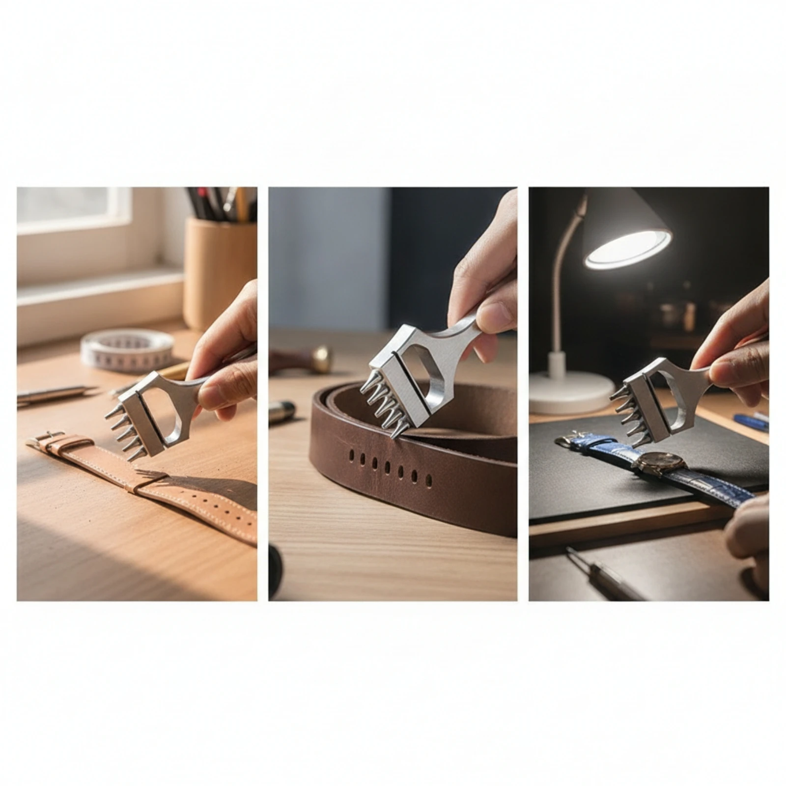 Slot Punch with Replaceable Insert Oblong Strap Hole Punch Leather Hole Puncher Handheld Ergonomic for Leathercrafters
