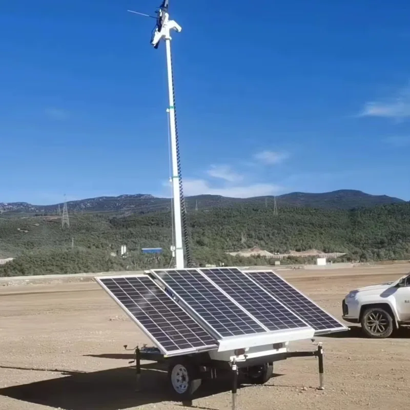 1KW 2KW 3KW LED Solar Light Tower Telescopic Mast Portable Lighting Tower Solar Light Tower Solar Trailer