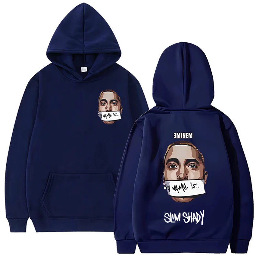Eminem My Name Is Slim Shady Hoodie Men Rock Rapper Music Album Print Sweatshirt Unisex Hip Hop Fashion Hoodies Y2K Streetwear
