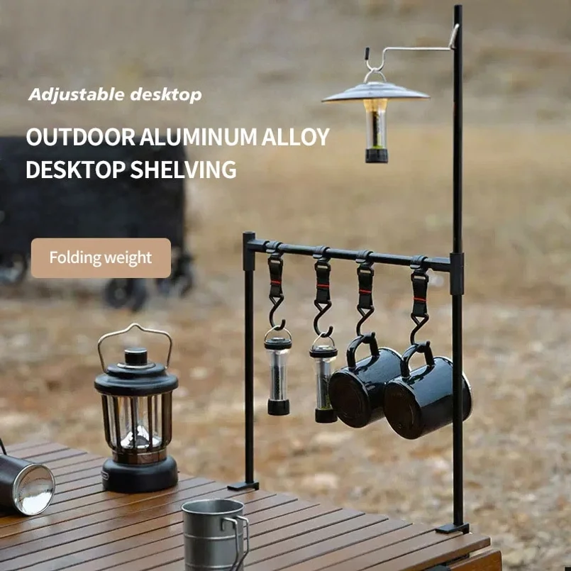 

New Camping Shelf IGT Lantern Stand Picnic Tableware Hanging Racks Portable Detachable Aluminium Alloy Light Hangers Stand