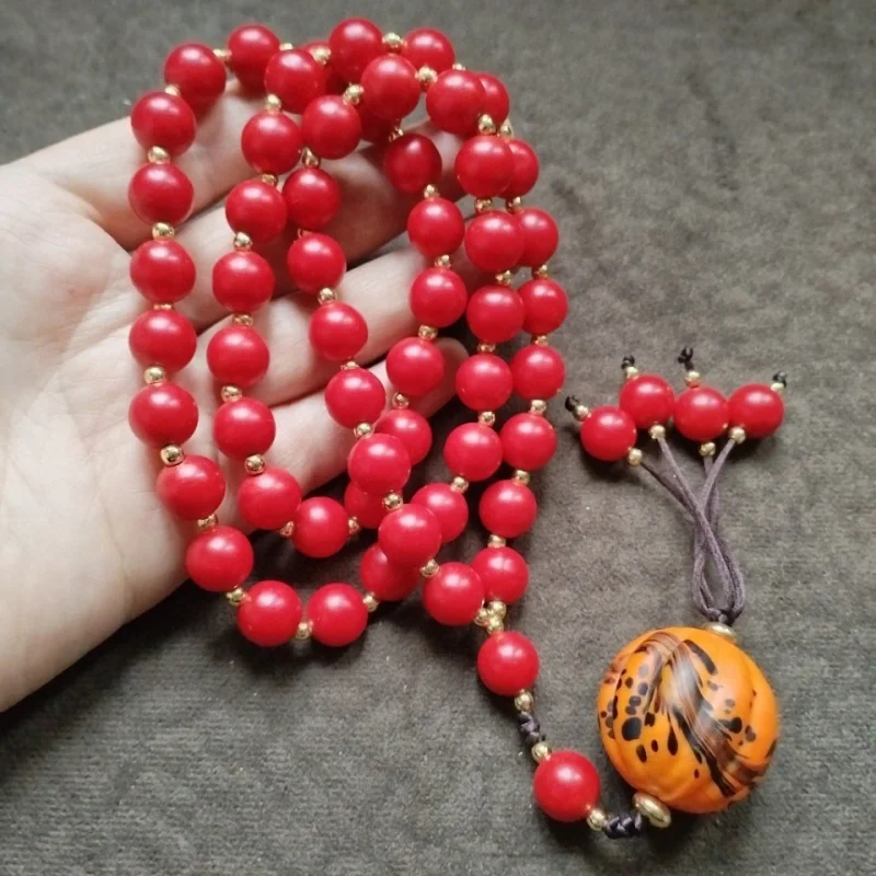 Tibetan area backflow red glaze tail beads necklace sweater chain accessories ornament