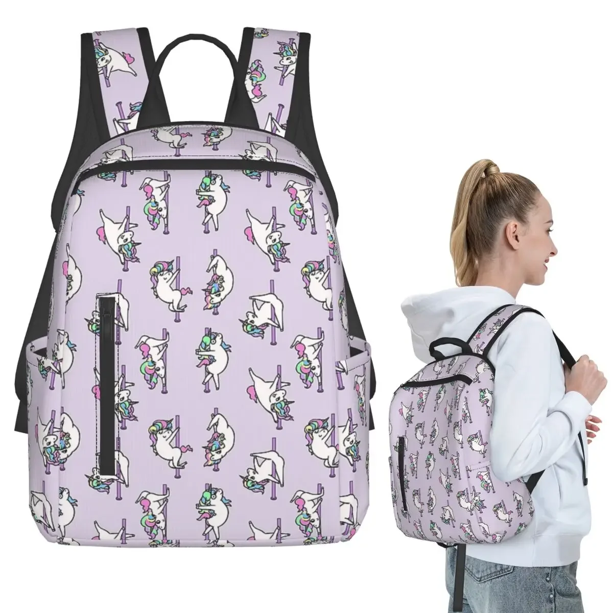

Unicorn Pole Dancing Club Backpack Student Boys Girls BookBag Kids School Bag Laptop Shoulder Bags for Men Women