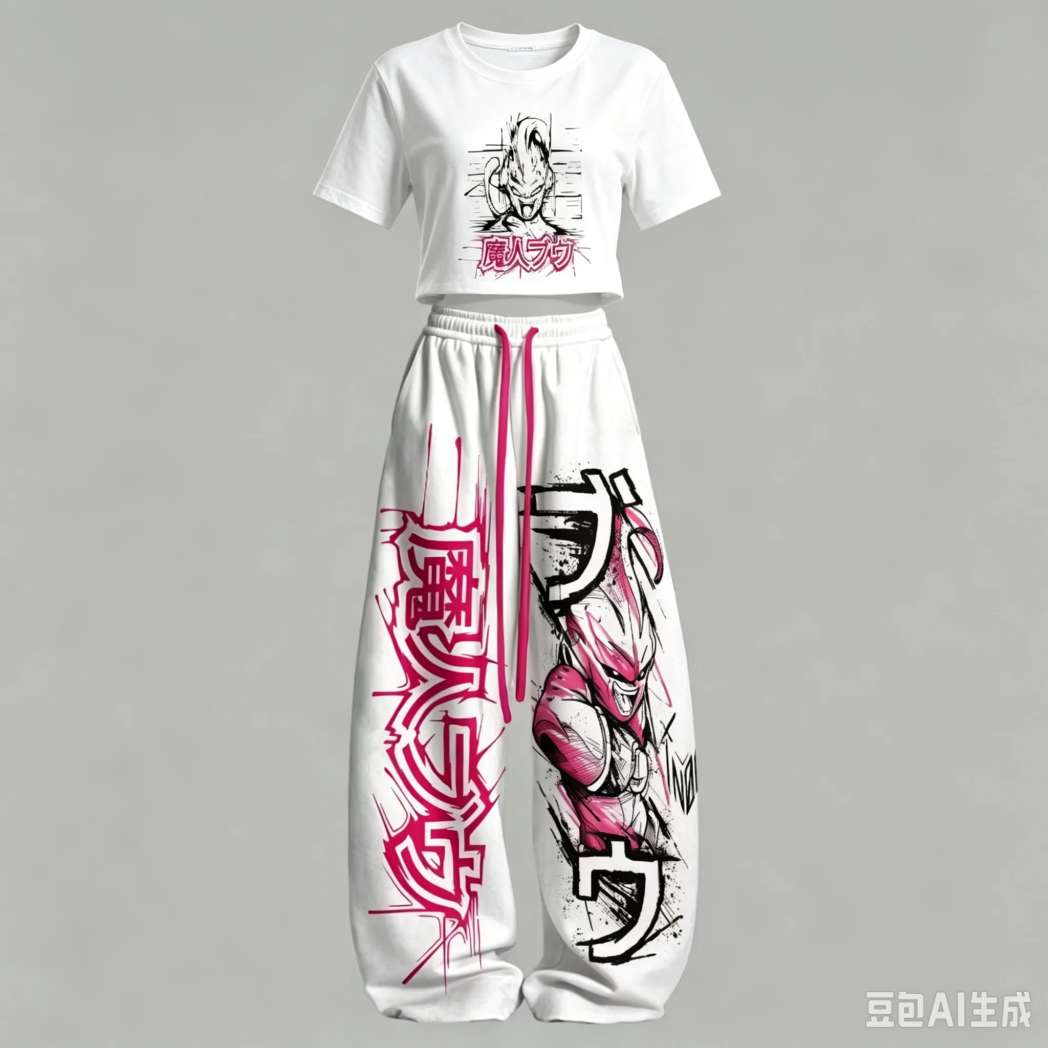 Herren- und Damen-Outfit, Kurzarm-T-Shirt und Lange Hose Set, Dragon Ball Z Anime-Charakter-Print, Lässiger Streetwear-Kombi-Anzug