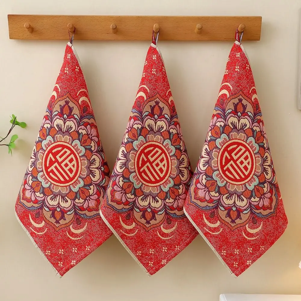 New 34x40cm Large Hand Towel Good Luck 4 Layer Cotton Gauze Pure Cotton Dish Cloth Quick Dry Decorative Tea Towel Lamb Year Gift