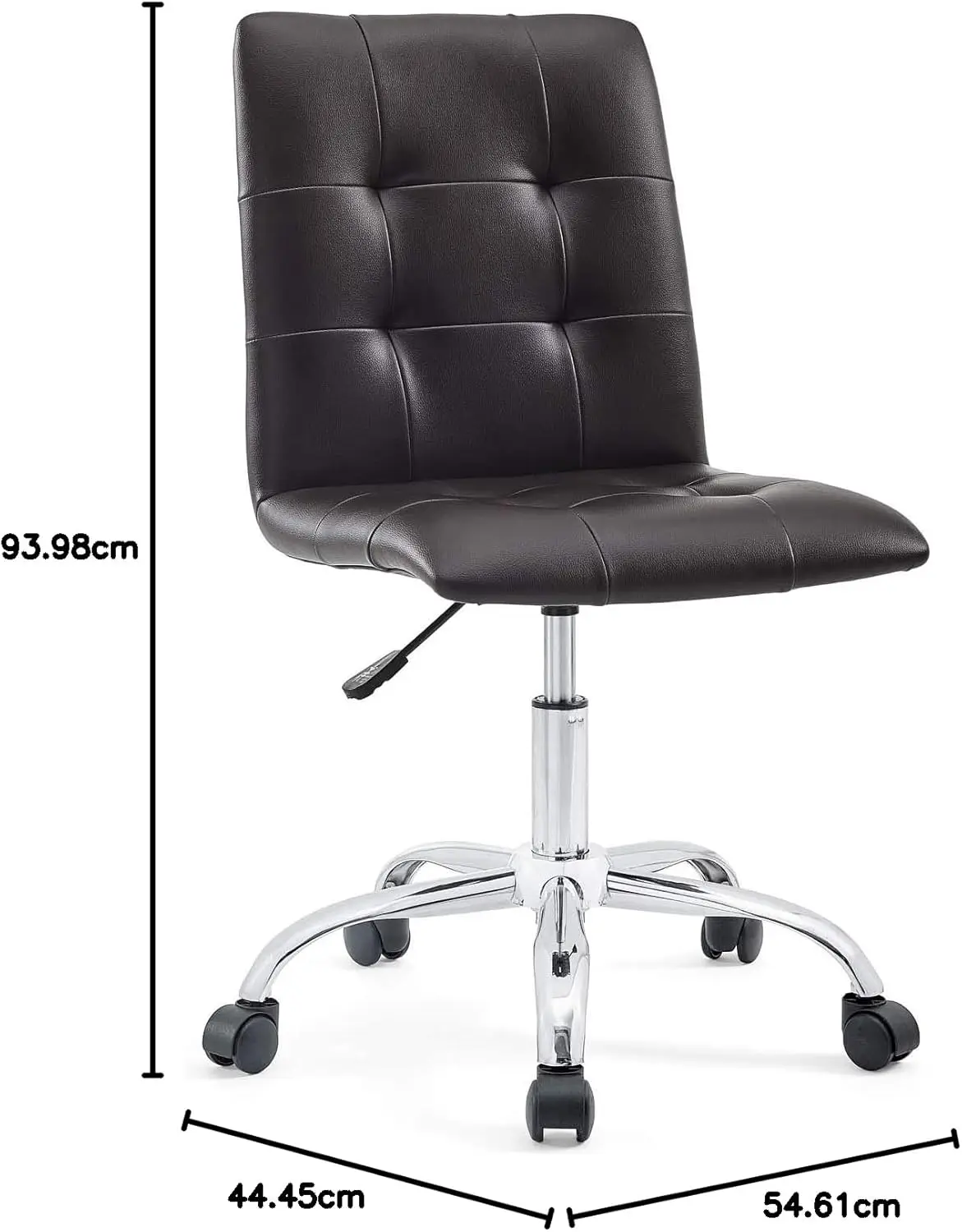 Prim Ribbed Armless Mid Back Swivel Conference Office Chair In Brown
