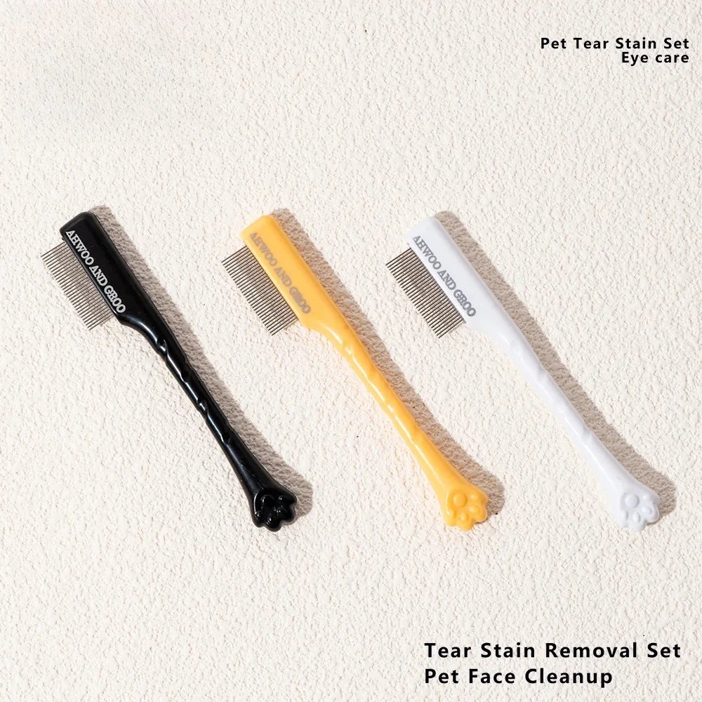 Pet Tear Stain Removal Comb Set, Dog & Cat Eye & Paw Cleaning Grooming Scissors, Pet Hair Care Supplies