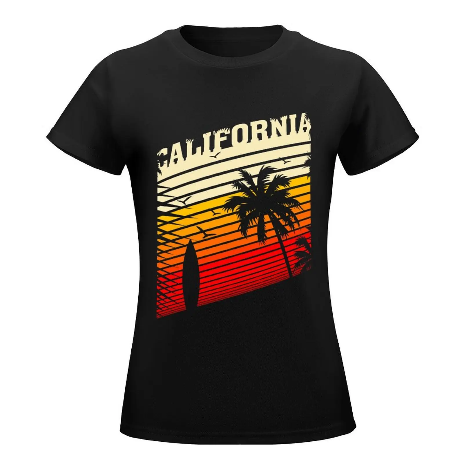 CALIFORNIA SUNSET SURF BAY, BY SUBGIRL T-Shirt Aesthetic clothing female workout shirts for Women loose fit