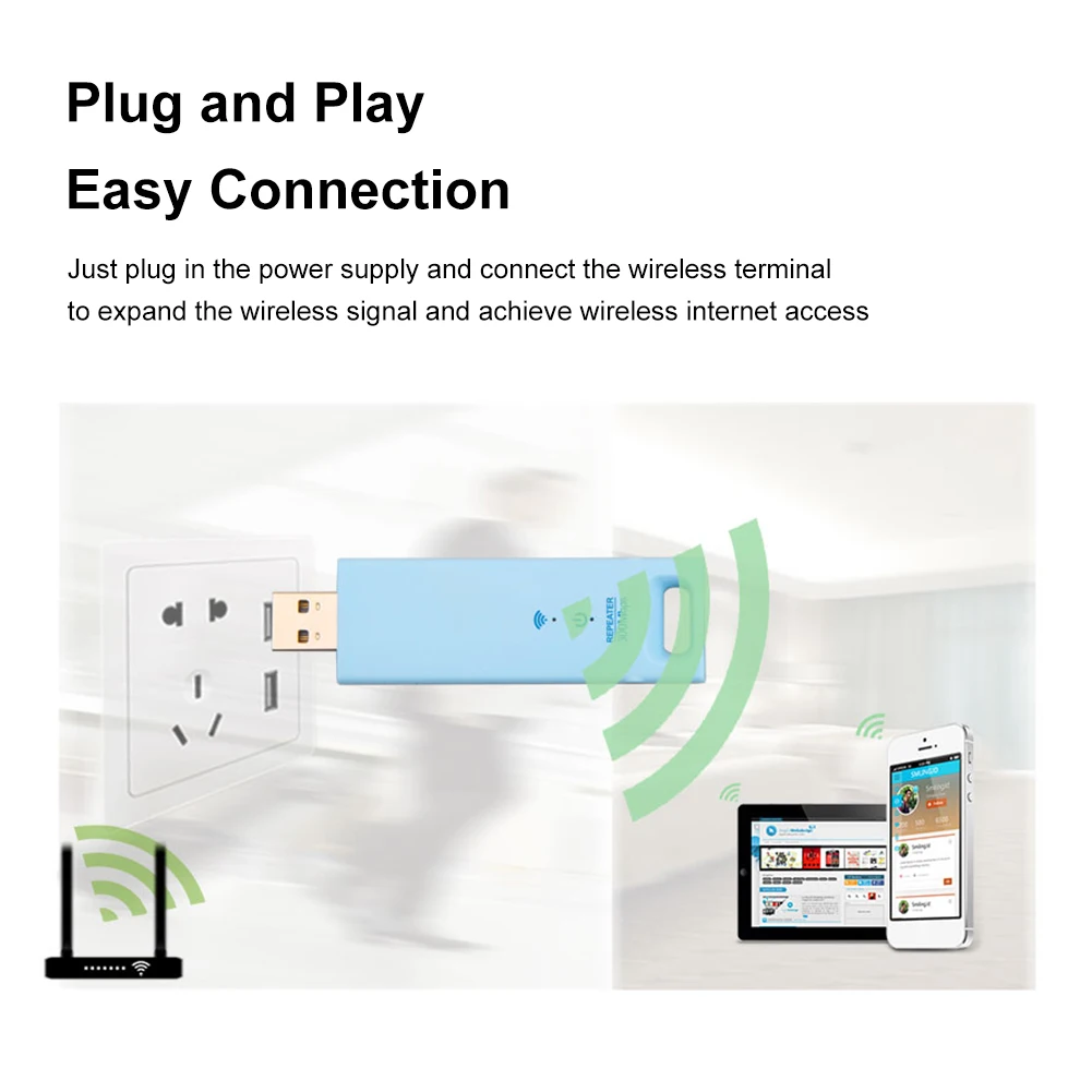 300Mbps USB WiFi Repeater 2.4G 802.11n Wireless Signal Amplifier/Booster Portable Plug and Play WiFi Extender Power Bank