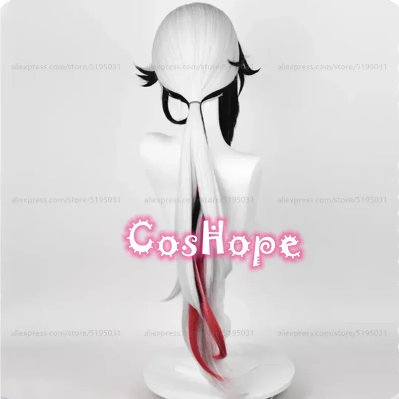 Peluca de cosplay Fontaine Harrow, peluca larga plateada, blanca y negra, pelucas de cosplay de anime, pelucas sintéticas resistentes al calor