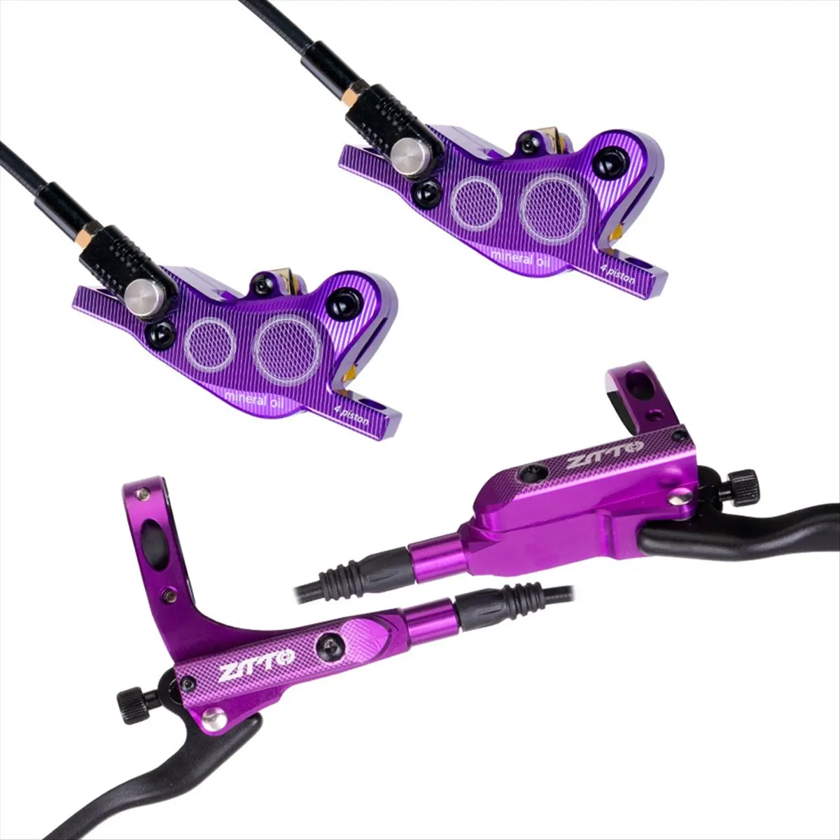 AD45 ZTTO High-End Four-Piston Oil Brake Oil Disc Mountain Bike Hydraulic Disc Brake Bilateral Brake Oil Disc Purple