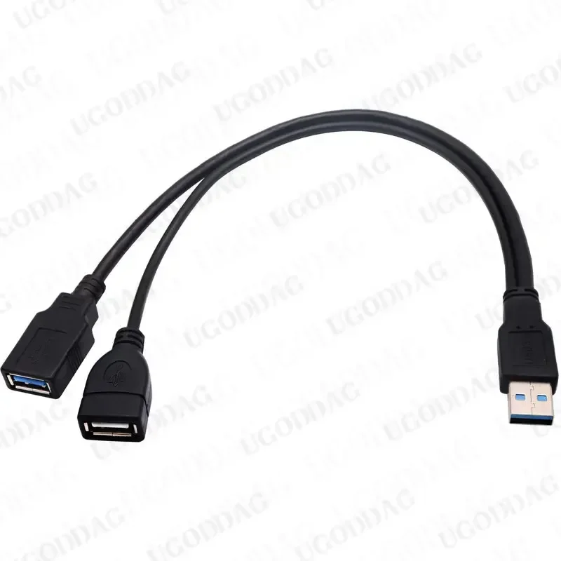 30cm Rozgałęźnik USB 3.0A Y Kabel USB3.0 A męski na podwójny USB 3.0 A żeński USB 2.0 A żeński Dodatkowe zasilanie Ładowanie Transfer danych Podwójny — zdjęcie produktu 5