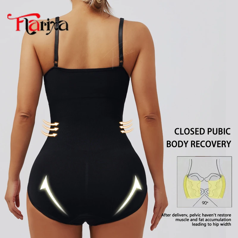Flarixa Women Suspender Shapewear Bodysuit With Hooks Seamless Waist Trainer Body Shaper Briefs Butt Lifter Tummy Slimming Faja image 3