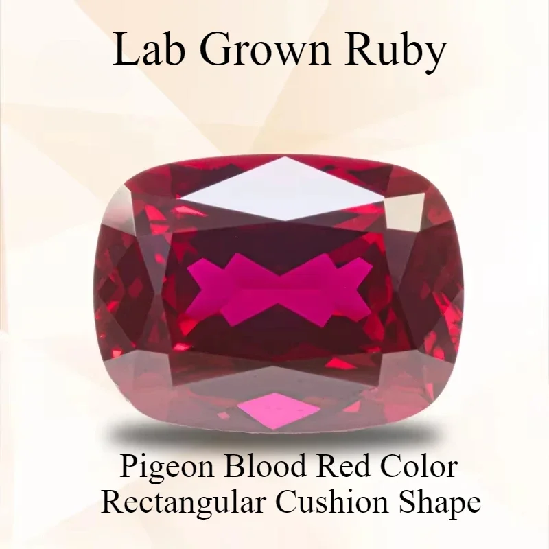 

NEW Lab Grown Ruby Rectangular Cushion Shape Pigeon Blood Red Color VVS1 For Charms DIY Jewelry Making Selectable AGL Certificat