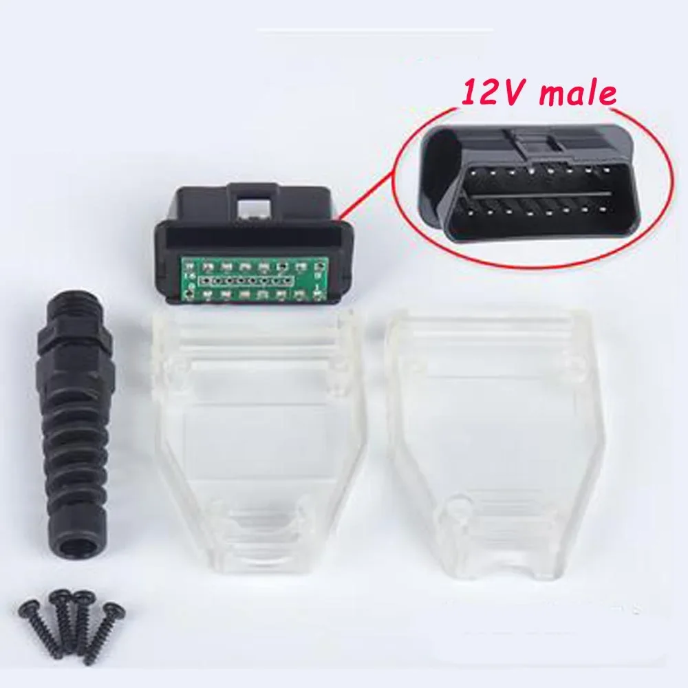 12V 24V OBD Male Plug OBD2 16Pin Connector OBDII Adaptor Female Male OBDII Connector J1962 OBD2 Connector Elm327 WIFI In Stock