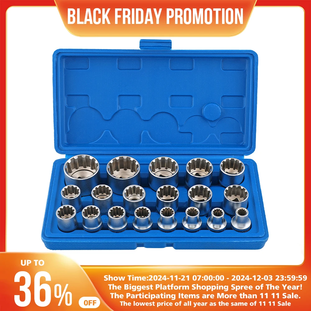 Torx Socket Wrench Set Gear Lock Socket Hex Torx Splined Bit Socket Set Repair Tool Kit Hex Torx Bit Socket M8-M32