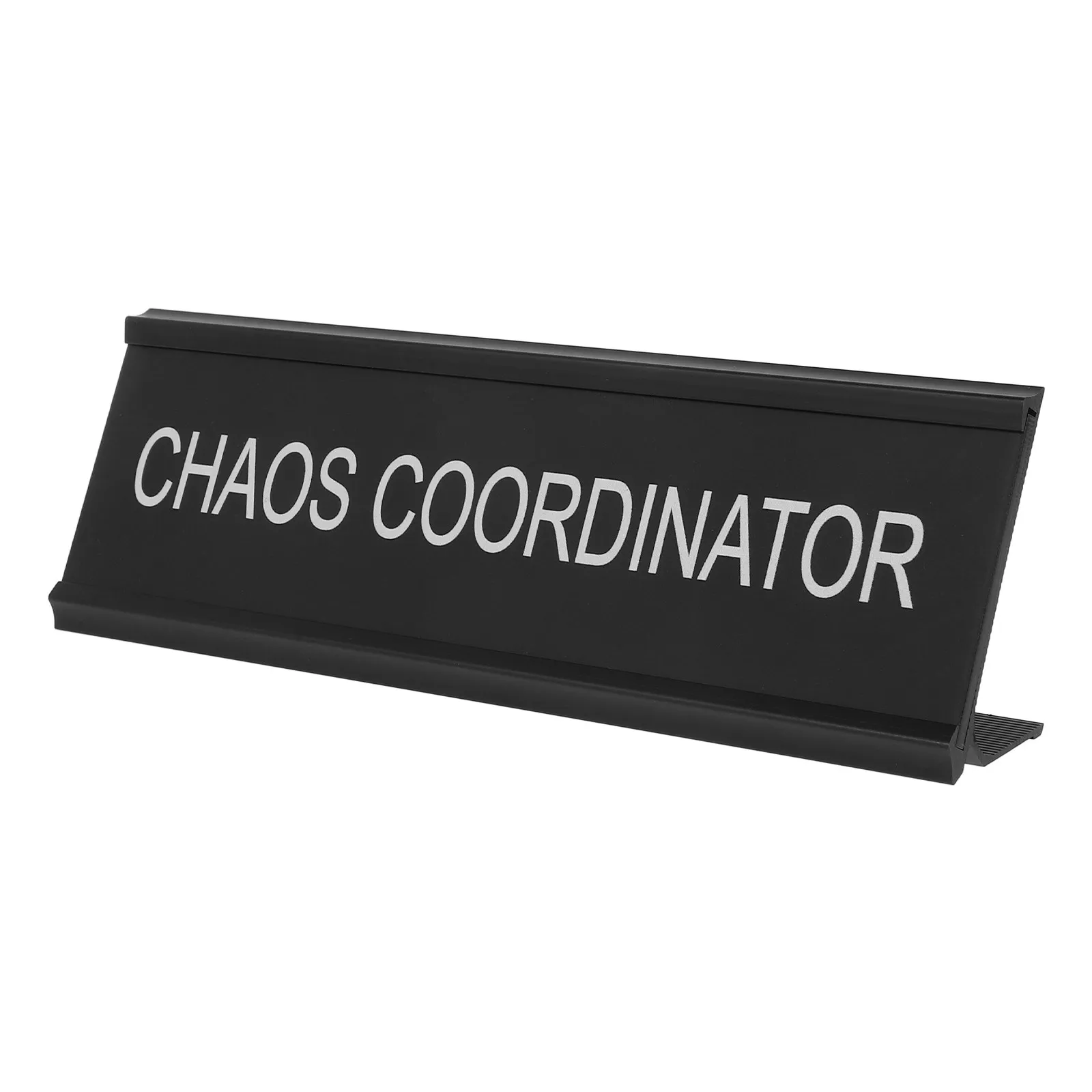 

L-Shaped Aluminum Alloy Chaos Coordinator Desk Plaque Office Nameplate Funny Decorative Sign Desk Decor for Home Office