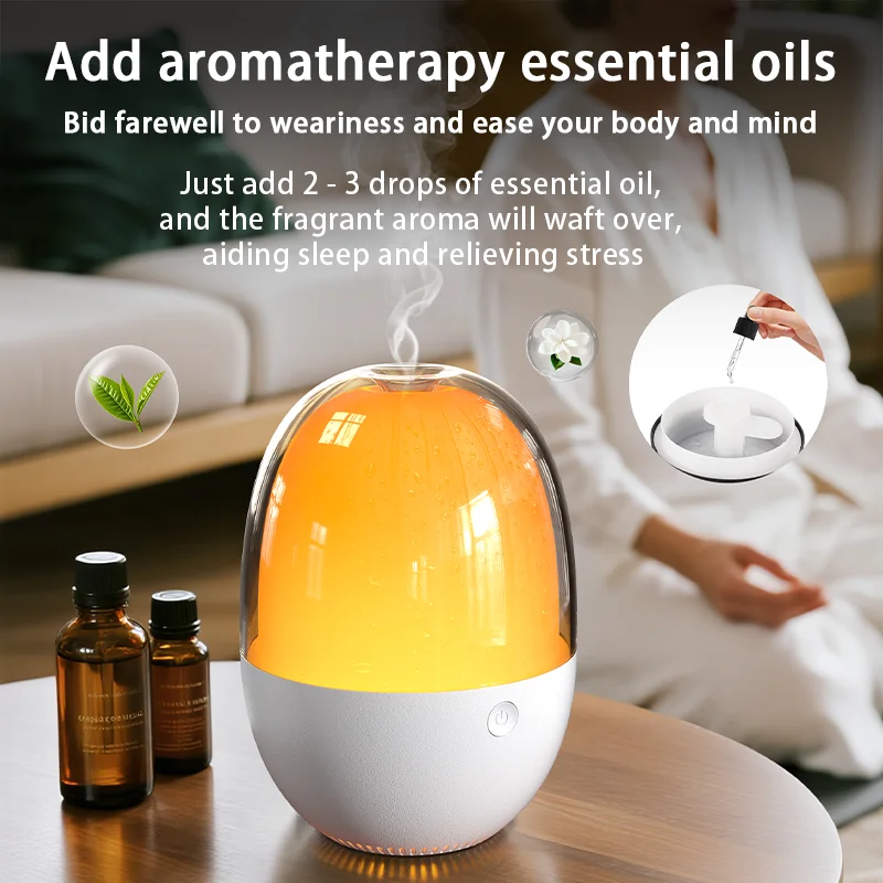 210ml Egg-Shaped Essential Oil Aroma Diffuser Dimmable Night Light Air Humidifier for Aromatherapy Home Car Outdoor Use Battery