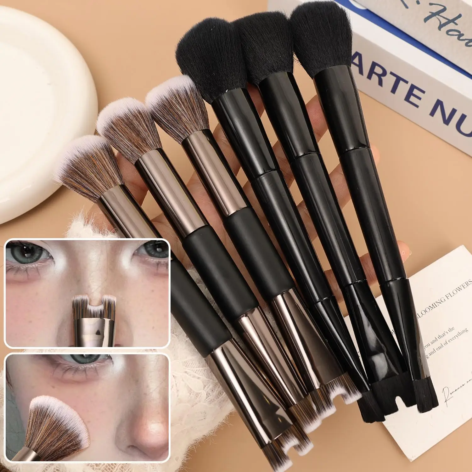 

Кисть для контуринга носа 2-в-1, U-образная кисть для макияжа, для хайлайтера, теней, пудры, румян, для точного контуринга носа, прецизионные кисти-инструменты