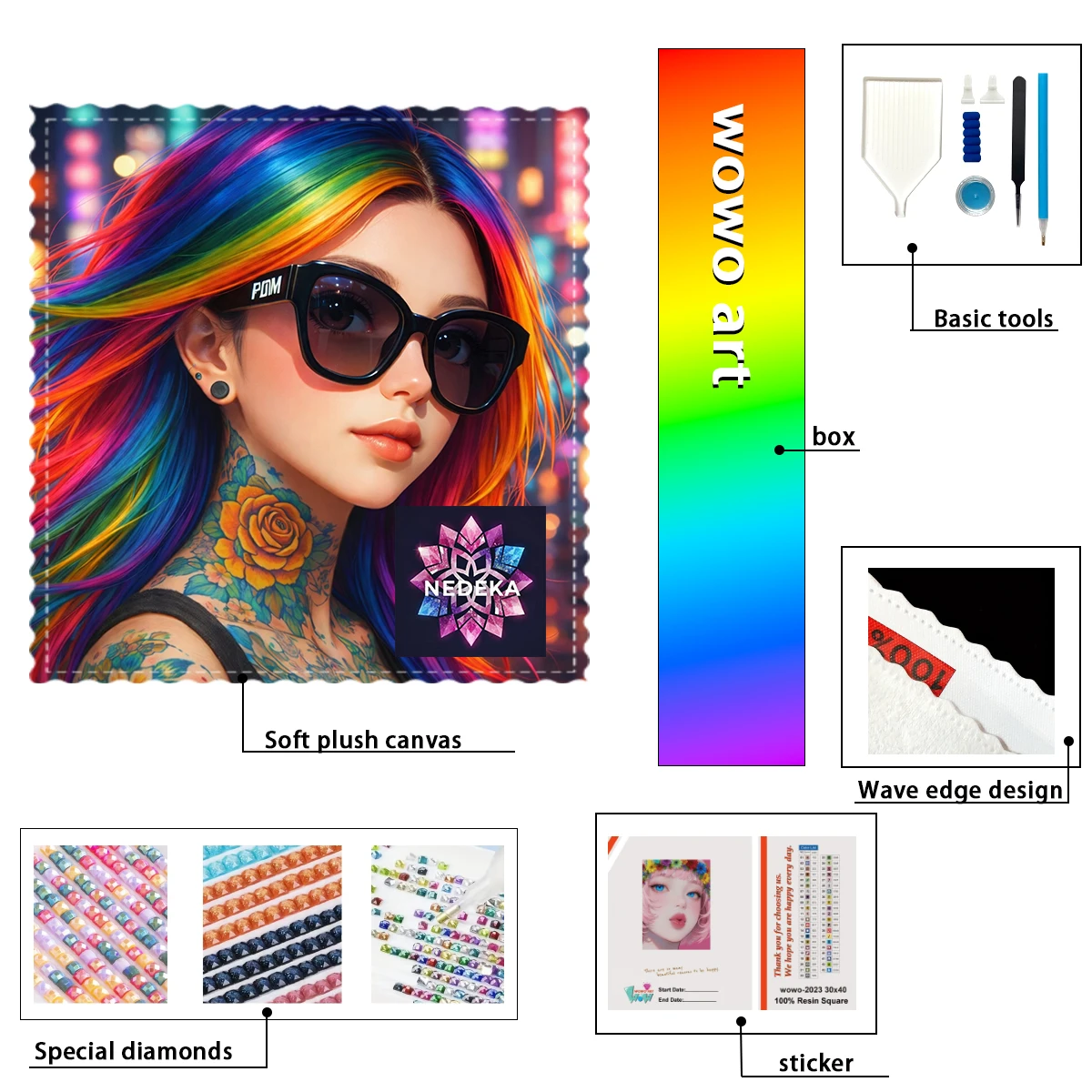 

【NEDEKA_ Diamond Art】A woman with colorful tattoos witch AB Rhinestone FD Rhinestone Perfect Resin Diamond