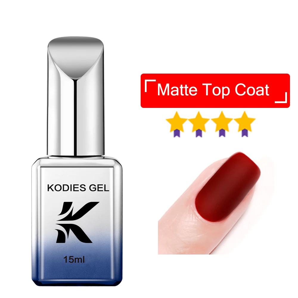 KODIES GEL Matte Top Coat UV เจลเล็บ Clear Velvet Frosted Matt Gel ฝาครอบกึ่งถาวร UV เล็บ Art