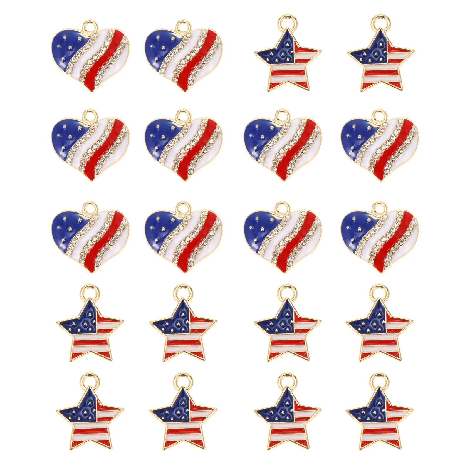 20Pcs Independence Day Decoration Patriotic Pendants Alloy Festival Charms American Flag Jewelry Accessories Jewelry Charms