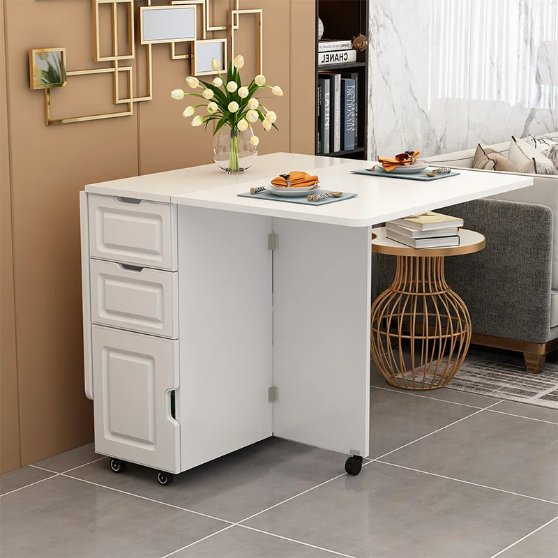 

Foldable Mobile Dining Table With Drawer No Chair Rustic Nordic Dining Table Modern Unique Table A Manger Pliante Room Furniture