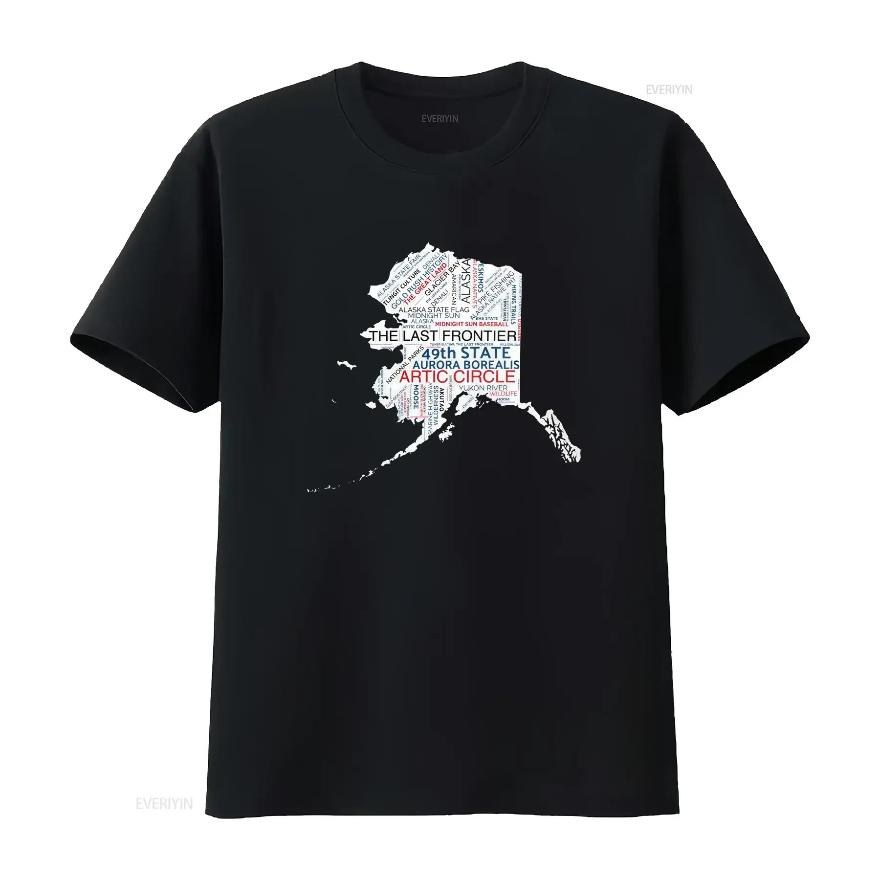 Alaska The Last Frontier 49th State Tribute Cotton T Shirt vintage Washed Breathable designer clothes Versatile Slightly