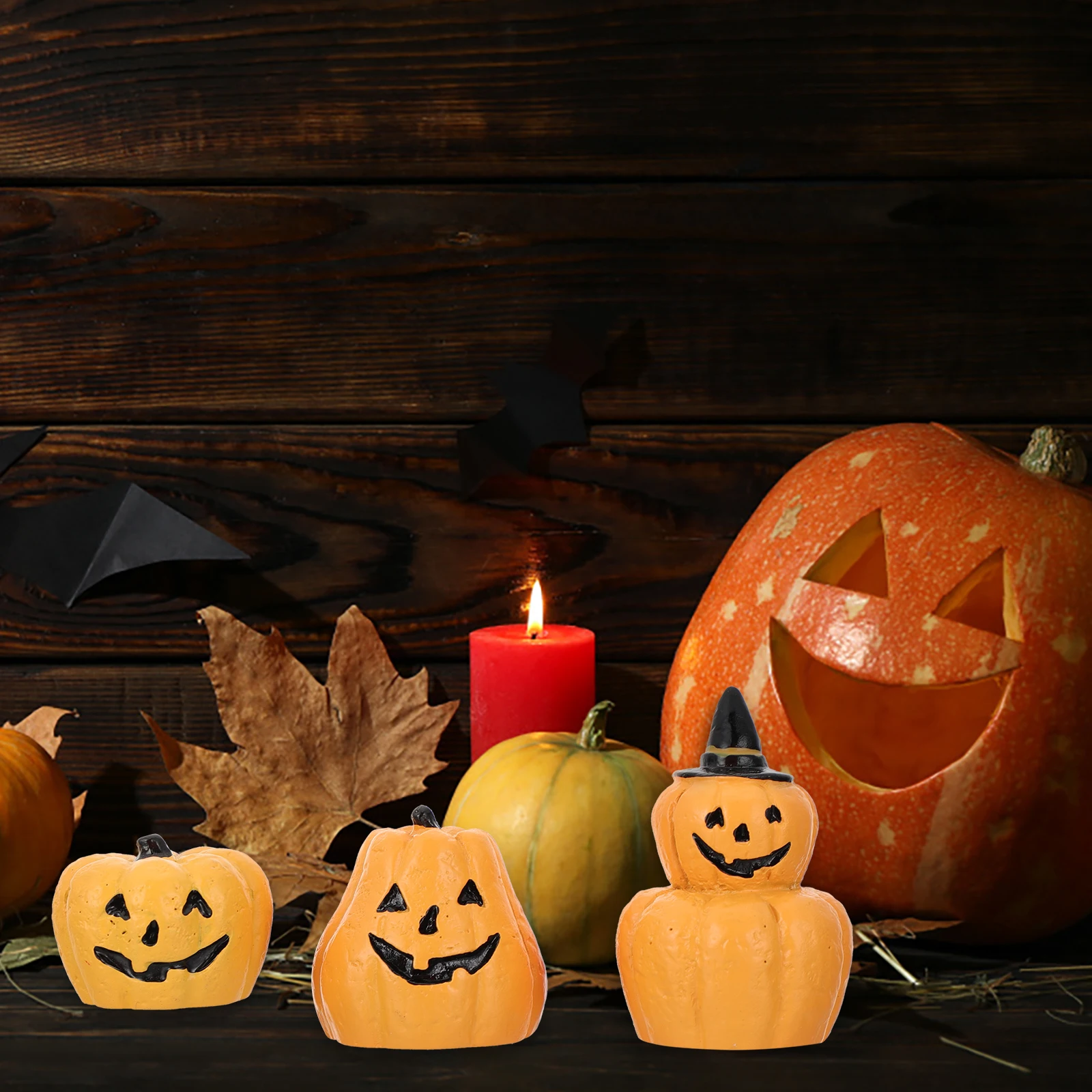 3 pezzi di figurine decorative in resina di zucca di Halloween ornamenti in miniatura da tavolo decorazione per feste in ufficio a casa zucca di simulazione