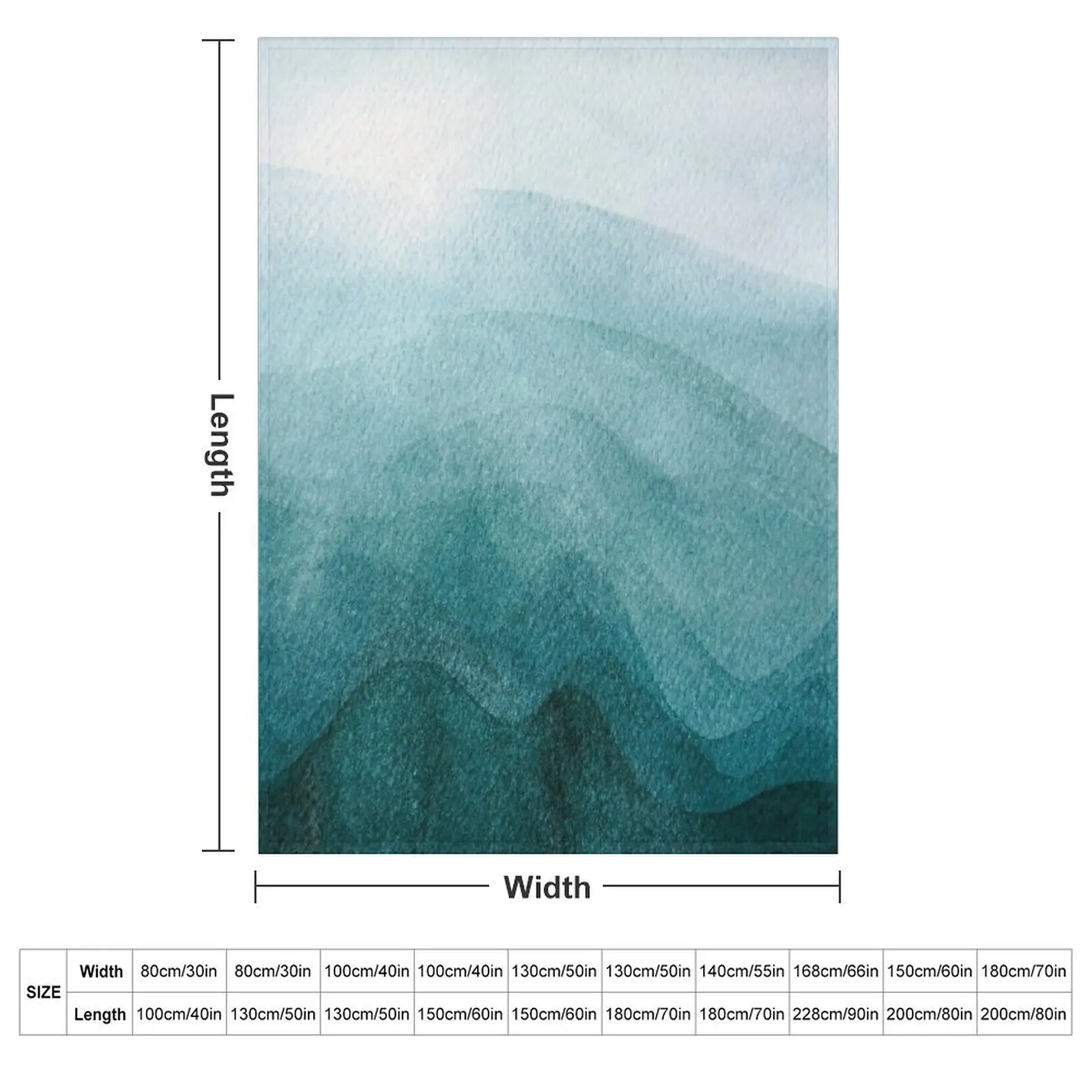 Sunrise in the mountains, dawn, teal, abstract watercolor Throw Blanket Plush Luxury Heavy Decoratives manga Blankets