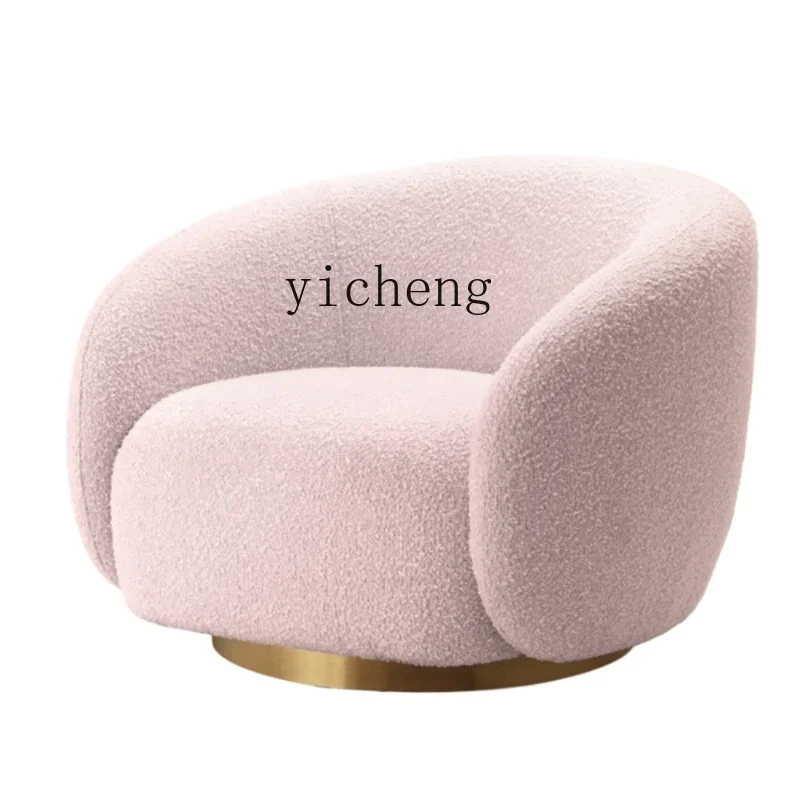 

ZK light luxury sofa chair single sofa lamb fleece rotating negotiation sofa chair