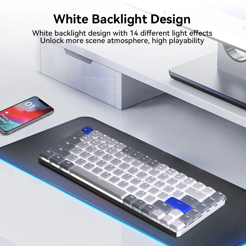 Imagem -03 - Teclado Mecânico Bluetooth sem Fio Layout de Perfil Baixo Retroiluminado Modos Conecte Usb-c Windows e Mac 75 Usdom-airkey84