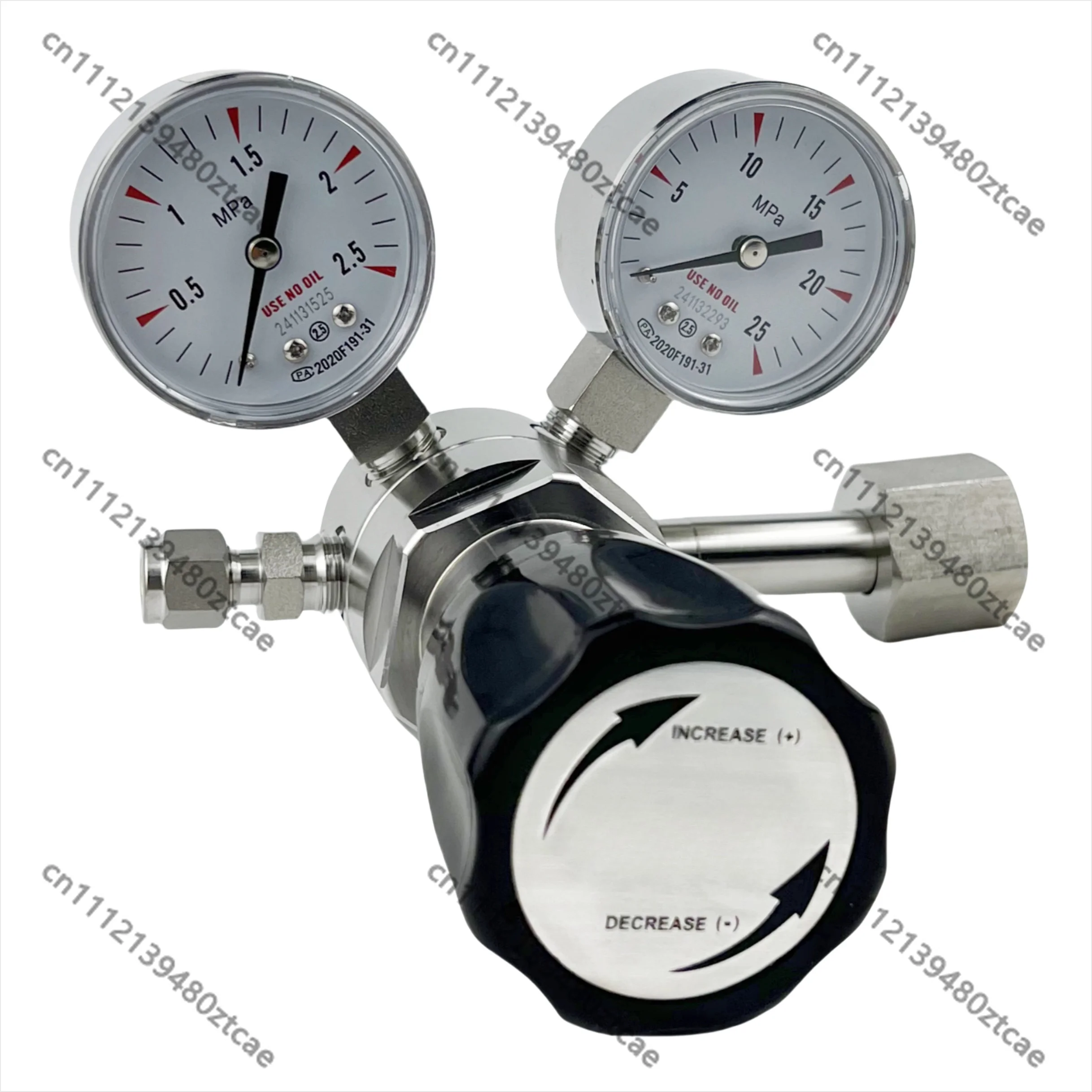 Stainless Steel Gas Regulator Dual Gauge For Oxygen Nitrogen Helium Hydrogen Cylinder Pressure Reducer