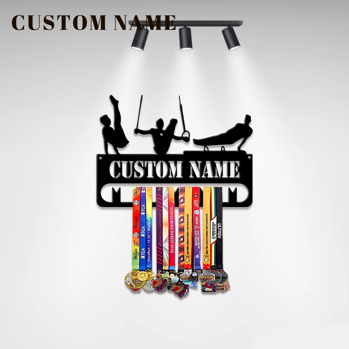 1pc Custom Fitness Metal Medal Hanger Holder,Personalized Football Number Medal Display Rack for Sports Awards,Home Decor Gift view 3