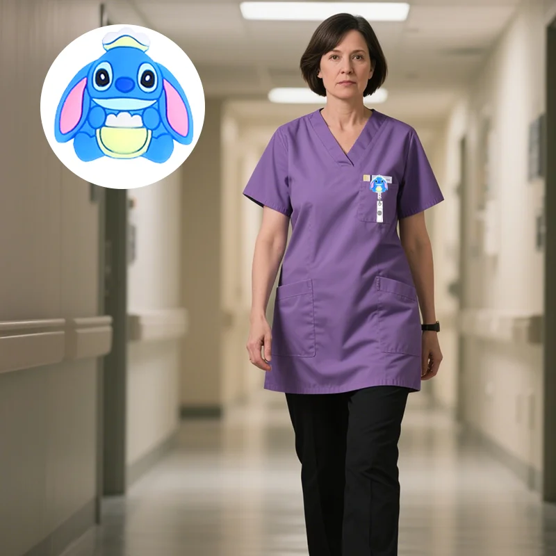 Cute Disney Stitching Badge Scroll Nurse Student ID Card Clip Badge Bracket Accessories ID Card Bracket Keychain Tether