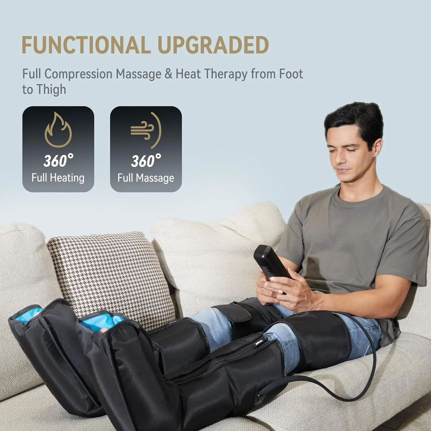 Leg Massager with Heat for Circulation Upgraded Full Leg and Foot Compression Boots Massager to Relieve Pain,