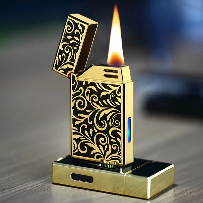 

Голосовая зажигалка с громким звуком при включении, интеллектуальным датчиком, ветроустойчивая, с прозрачным топливным баком, премиум-подарок