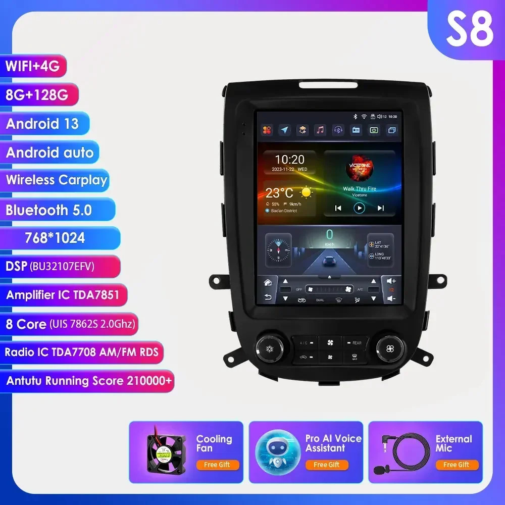 9,7'' 7862 8-core 360 ° Draadloze CarPlay Android autoradio voor Hyundai Santa Fe 2 2006-2012 GPS Multimedia Stereo Head Unit
