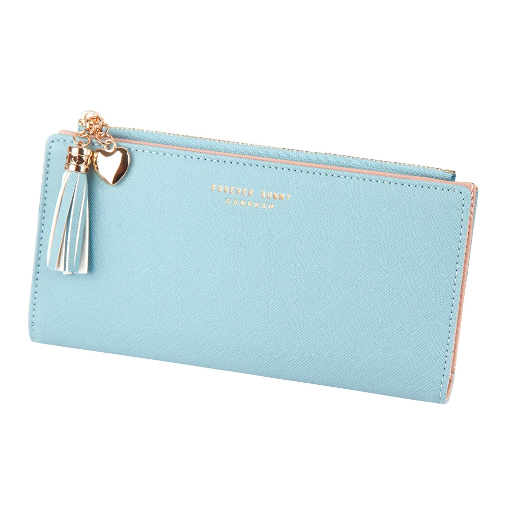 Fashion Long Wallet Slim Ladies Clutch High Quality Card Holder Buckle Tassel Leather Wallet